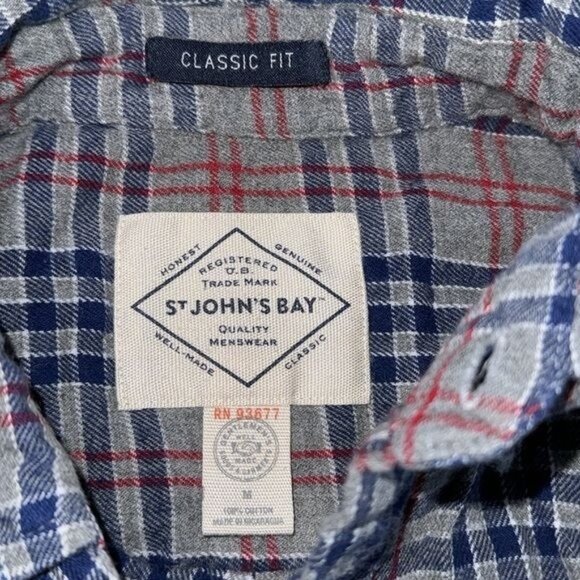 St Johns Bay Mens Classic Fit Legacy Flannel Shirt In Plaid - Picture 3 of 8